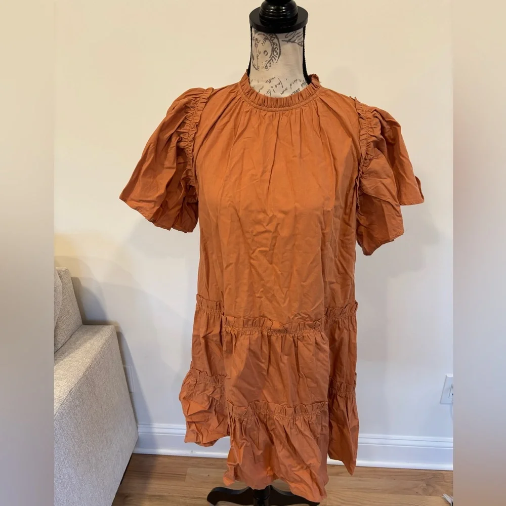PINCH Tiered Dress in an orange/rust color size large